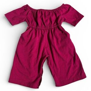 Bailey’s Blossoms Baby Romper Off Shoulder Berry Pink 0–3M Buttoned Bottom